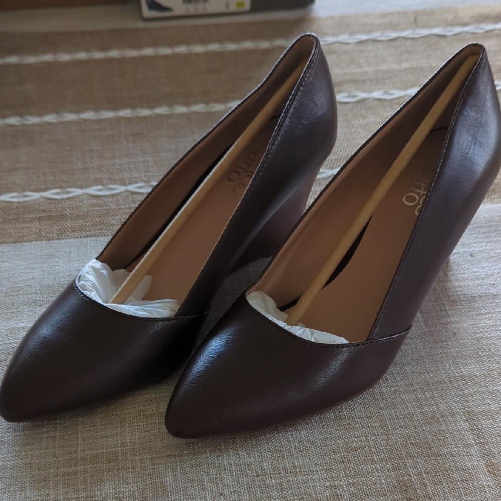 Franco Sarto Frankie Brown Leather Wedges